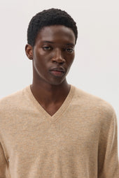 Natural Cashmere V Neck Jumper