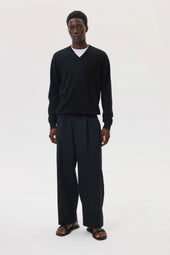 Classic Black Cashmere V Neck Jumper