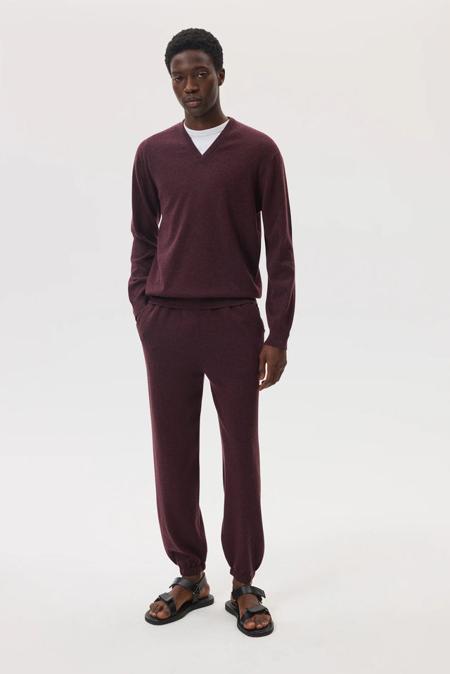 Deep Red Cashmere V Neck Jumper