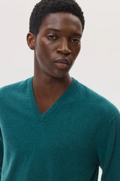 Classic Cashmere Green V Neck Jumper