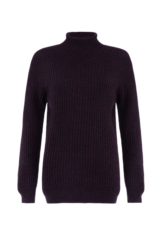Cashmere Marl Roll Neck Dark Brown Jumper