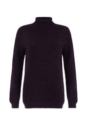 Cashmere Marl Roll Neck Dark Brown Jumper