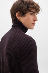Cashmere Marl Roll Neck Dark Brown Jumper