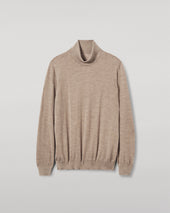Fin Light Brown Cashmere Roll Neck Jumper