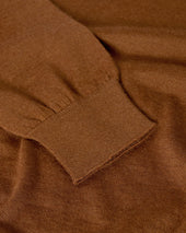Superfine Cashmere Dark Camel Roll Neck Jumper