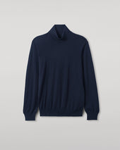 Superfine Cashmere Dark Navy Roll Neck Jumper