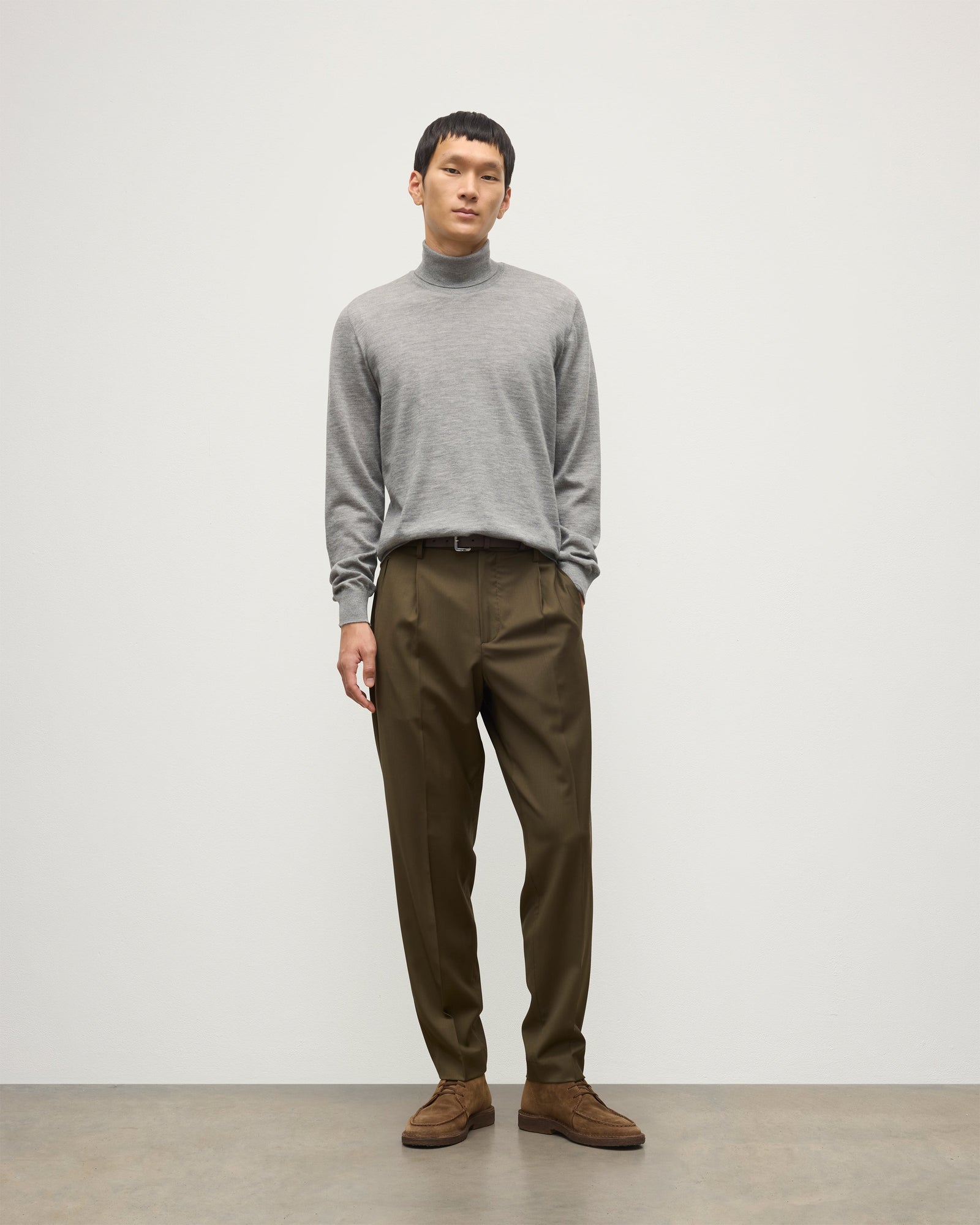 Fin Grey Cashmere Roll Neck Jumper