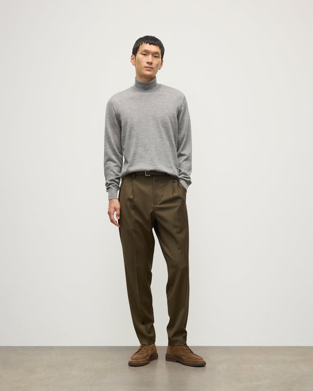 Fin Grey Cashmere Roll Neck Jumper
