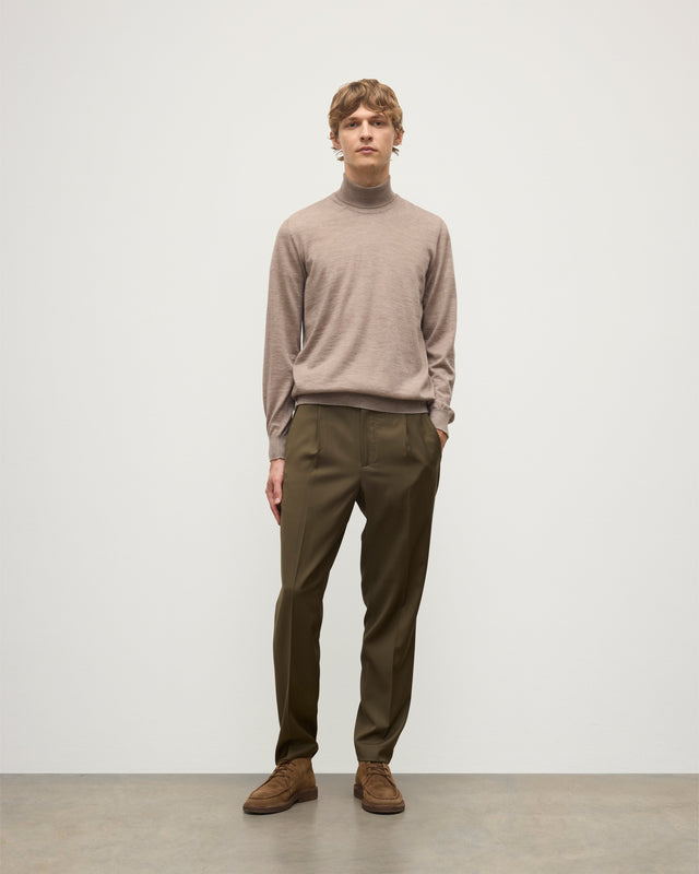 Fin Light Brown Cashmere Roll Neck Jumper