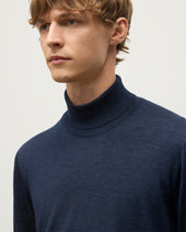 Fin Navy Cashmere Roll Neck Jumper
