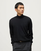 Fin Black Cashmere Roll Neck Jumper