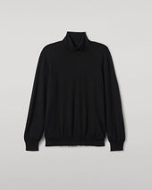 Fin Black Cashmere Roll Neck Jumper
