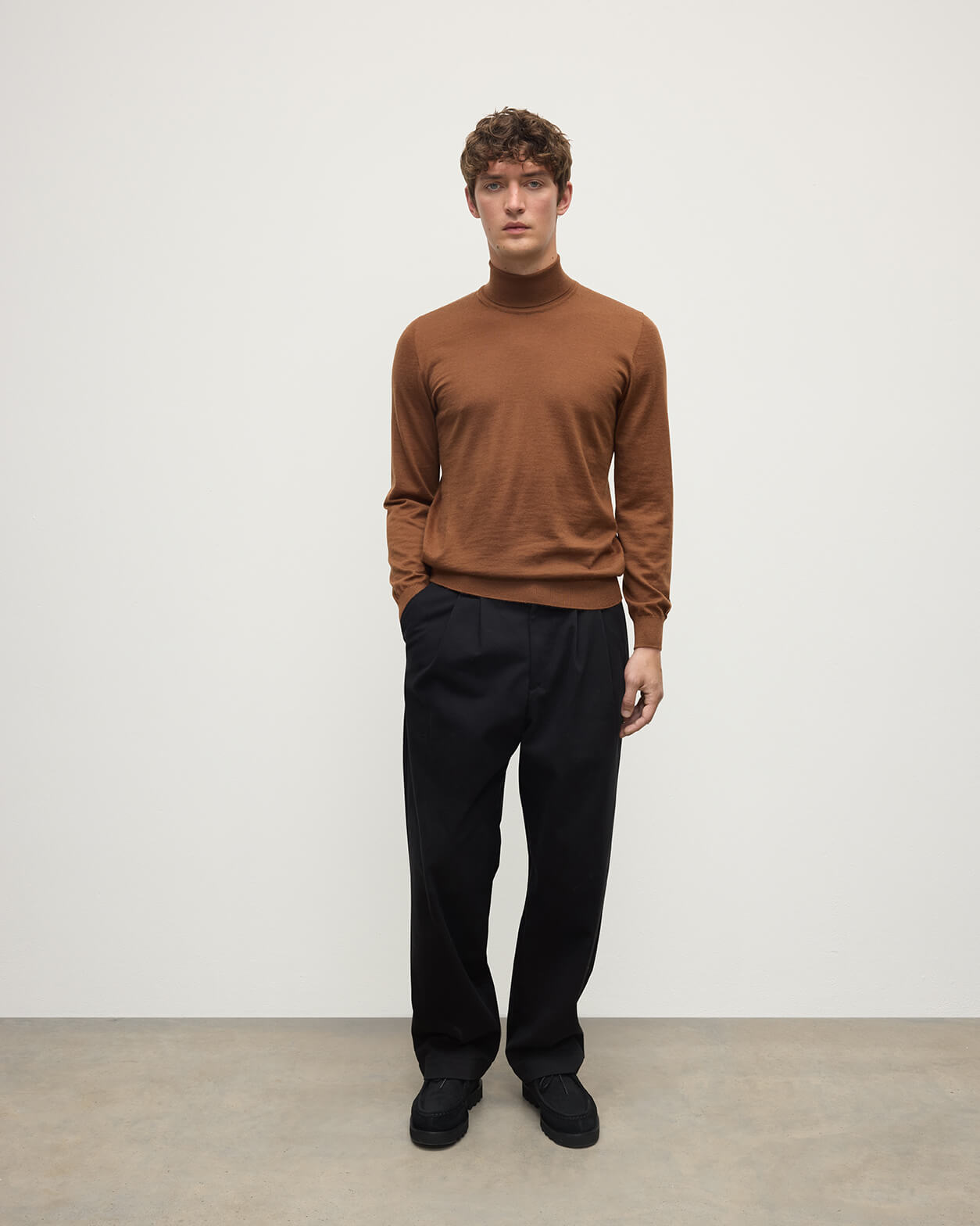 Superfine Cashmere Dark Roll Neck Jumper