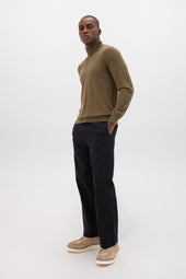 Superfine Cashmere Roll Neck Olive Green Jumper