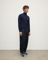 Superfine Cashmere Dark Navy Roll Neck Jumper