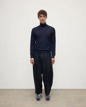 Superfine Cashmere Dark Navy Roll Neck Jumper