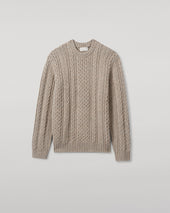 Aran Cable Light Brown Cashmere Jumper