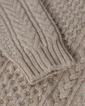 Aran Cable Light Brown Cashmere Jumper