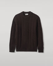 Aran Cable Dark Brown Cashmere Jumper