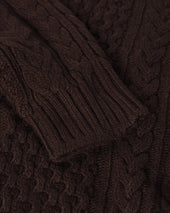 Aran Cable Dark Brown Cashmere Jumper