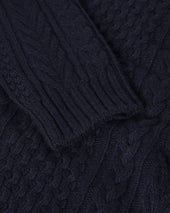 Aran Cable Dark Navy Cashmere Jumper
