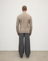 Aran Cable Light Brown Cashmere Jumper
