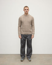 Aran Cable Light Brown Cashmere Jumper