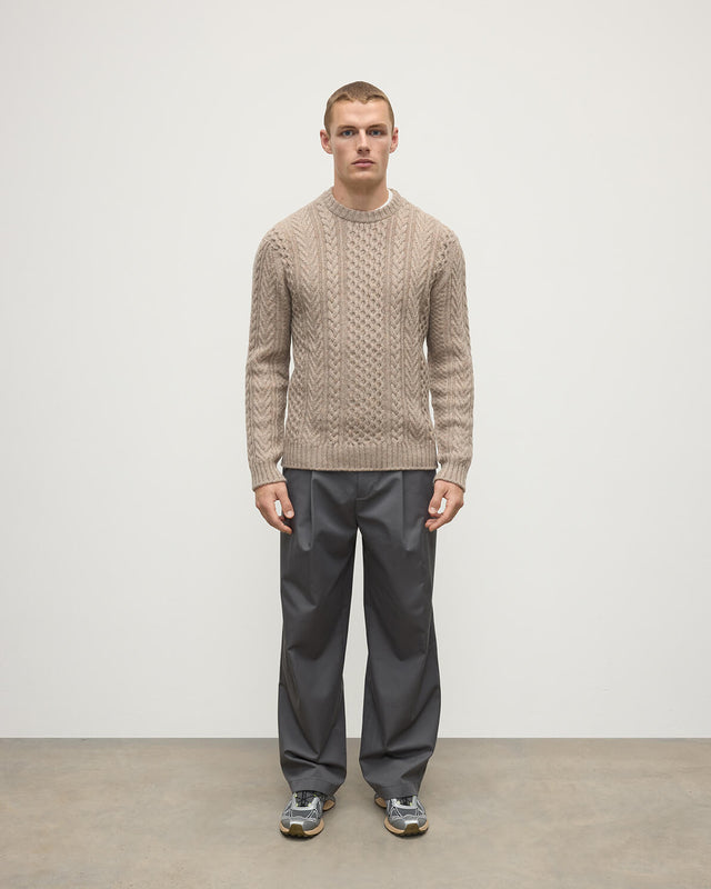 Aran Cable Light Brown Cashmere Jumper