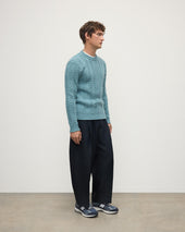 Aran Cable Green Cashmere Jumper