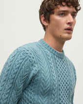 Aran Cable Green Cashmere Jumper