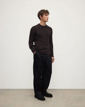 Aran Cable Dark Brown Cashmere Jumper
