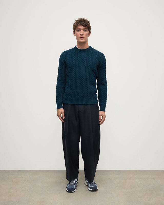 Aran Cable Dark Green Cashmere Jumper