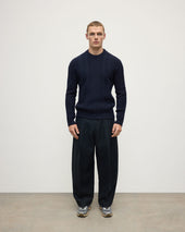 Aran Cable Dark Navy Cashmere Jumper