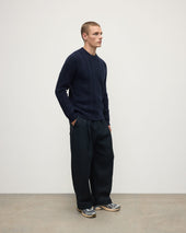 Aran Cable Dark Navy Cashmere Jumper
