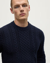 Aran Cable Dark Navy Cashmere Jumper