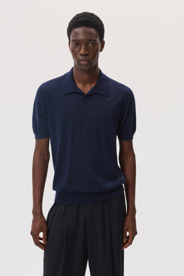 Superfine Cashmere Navy Polo Shirt