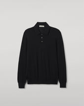 Fin Black Superfine Cashmere Polo Shirt