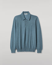 Fin Blue Superfine Cashmere Polo Shirt