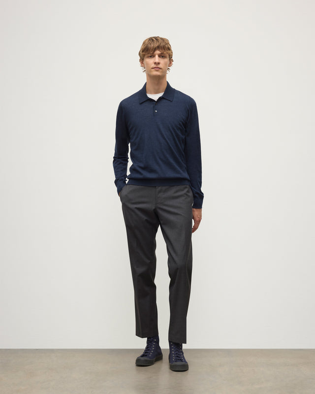 Fin Navy Superfine Cashmere Polo Shirt