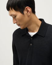 Fin Black Superfine Cashmere Polo Shirt