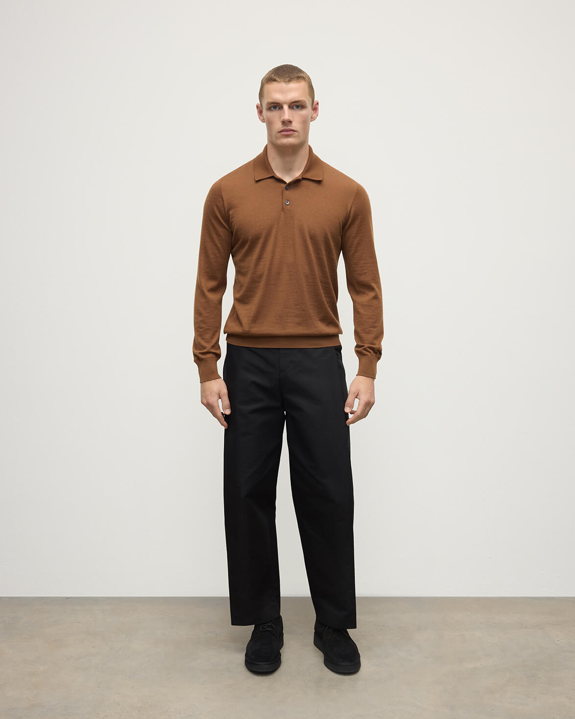 Dark Superfine Cashmere Polo Shirt