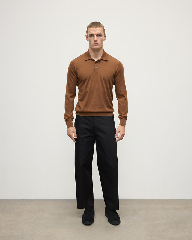 Dark Camel Superfine Cashmere Polo Shirt