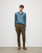 Fin Blue Superfine Cashmere Polo Shirt