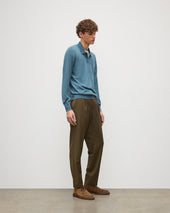 Fin Blue Superfine Cashmere Polo Shirt