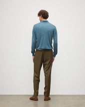 Fin Blue Superfine Cashmere Polo Shirt