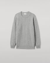 Cable Knit Light Grey Cashmere Jumper