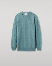 Cable Knit Green Cashmere Jumper