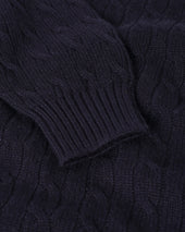 Cable Knit Dark Navy Cashmere Jumper