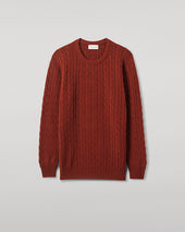 Cable Knit Dark Red Cashmere Jumper
