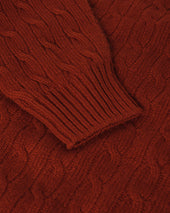 Cable Knit Dark Red Cashmere Jumper